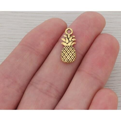 30 x Antique Gold Pineapple Charms Pendants Double Sided for DIY Bracelet Necklace Jewelry Making Findings 20x8mm