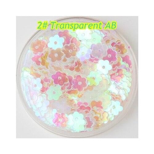 3000pcs/lot PVC Sequins 6mm Flower With 1 Center Hole Plum Blossom Flat Loose DIY Sewing Materials 2# Transparent AB Confetti