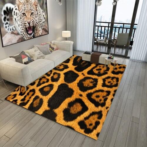 3D Leopard Zebra Cattle Tiger Carpet Animal Fur Printed Carpet Floor Mat Living Room Decorative Carpet Bedroom Carpet Bathroom M