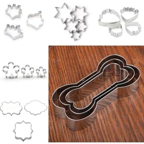 3x Kitchen Stainless Steel Dog Bone Cookie Cutter Biscuit Fondant Pastry Baking