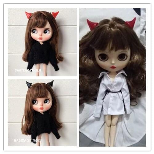 4pcs 1/6 Bjd Doll Cute Little Devil HairPins Fashion Blyth Doll Hairclips for Pullip BJD Clothes Accessories for Barbie Doll