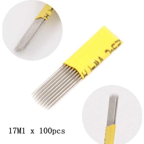 500pcs 0.18mm Lamina Tebori Flex Microblading 12 16 18 U shape Tattoo needles for Permanente makeup Eyebrow Blades Manual pen