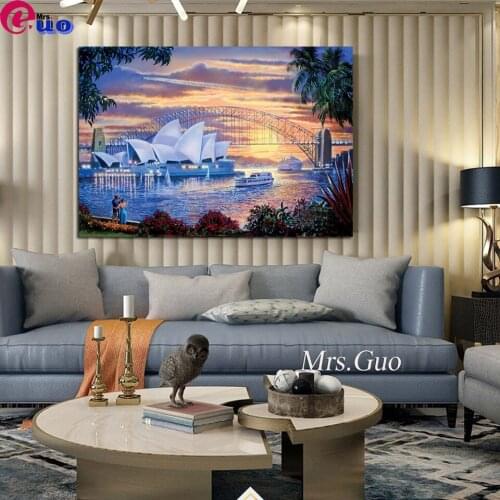 Diamond Painting Full Square Sydney Opera House 5D Diamond Embroidery City Picture Of Rhinestone Landscape New Arrive Wall Decor