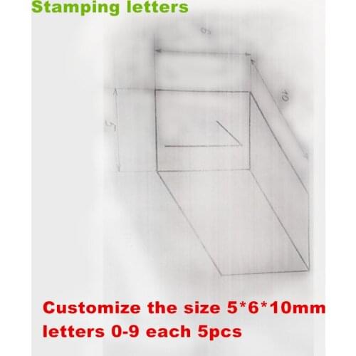 Freeshipping customize size 5*6*10mm 0-9 numbers each 5 pcs for stamping machine