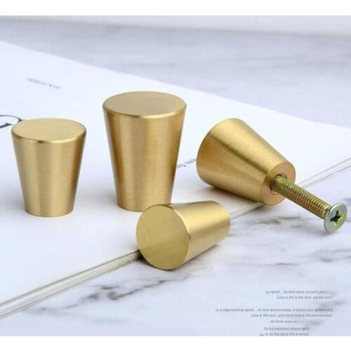 Bonjean S/M/L Cone Brass Handles For Cabinets Door Hardware Furniture Pull Knobs Drawer Wardrobe Cupboard Kitchen Decor