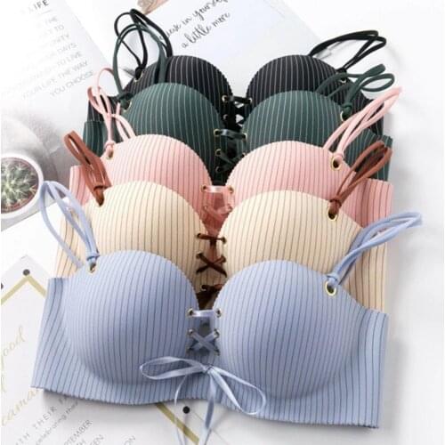 Women Sexy Bra Seamless Striped Lingerie Bralette Ladies Wireless Push Up Brassiere Female Underwear Soft Intimates