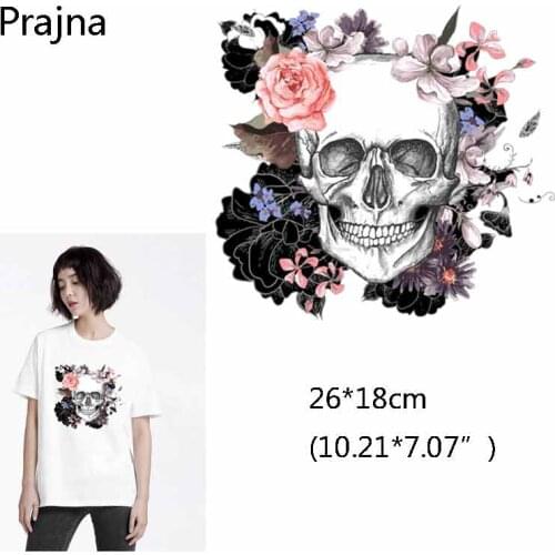Gothic Punk Rock Skull Rose Skeleton Patch For Man Heat Transfers For Clothes Thrasher. Thermal Heat Transfers For T Shirt D