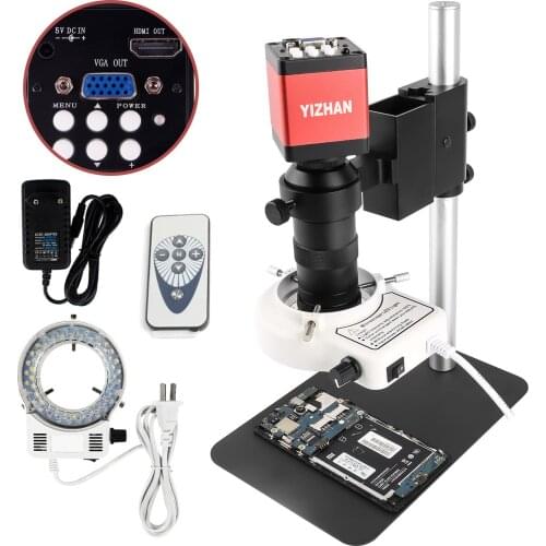 13MP VGA HDMI-compatible Digital Electronic Video Microscope Camera 130X Lens& LED Circular lamp For PCB Phone Repair