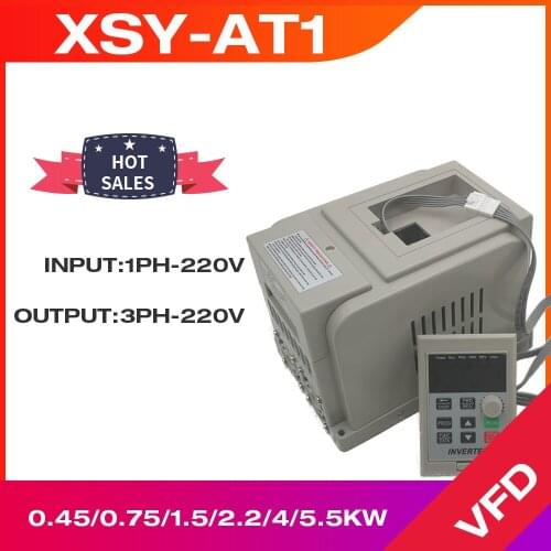 Frequency Converter VFD XSY-AT1 Inverter 1.5KW/2.2KW/4KW Single phase 220v Input and three-phase Output motor speed controller