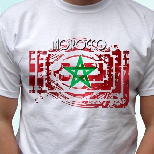 Printed T-Shirt Men Morocco Flag Design White T Shirt Top Modern Tee - Mens Womens Kids Baby Sizes O-Neck T Shirt