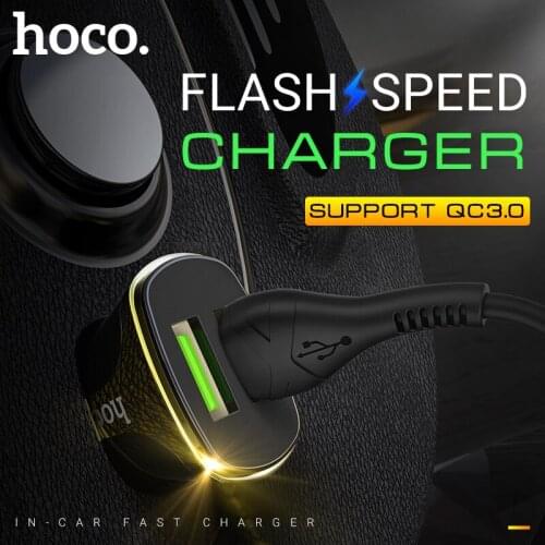 Hoco dual usb car charger qc3.0 fast charging in car socket android charger quick charge 3.0 output 2.4A portable phone charger