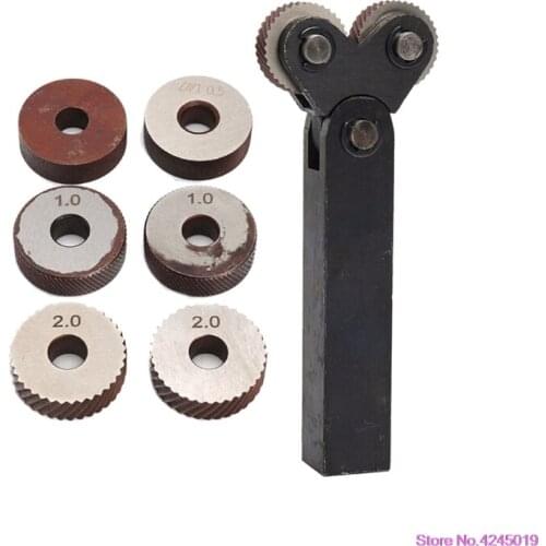 New 7pcs Knurling Tool 0.5 1 2mm Diagonal Dual Wheel Linear Knurl Set Lathe Machine