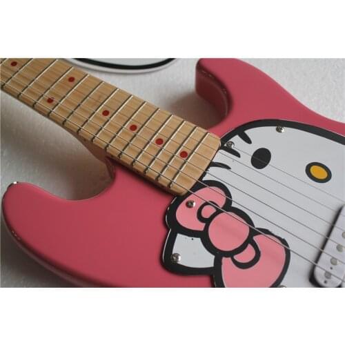 Custom 6 string pink guitar, childen guitar, kids guitar,H pickup,basswood body,white pickguard,maple neck
