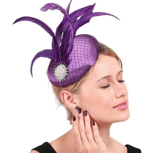 Classic Chic Feather Fascinator Hair Clip Hat Headband Mesh Feather Bridal Wedding Veil Wedding Party New Ladies Fedora Chapeau