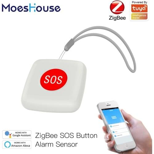 Tuya ZigBee SOS Button Sensor Alarm Elderly Children Alarm Emergency Help Switch Tuya Smart Life App Remote Control