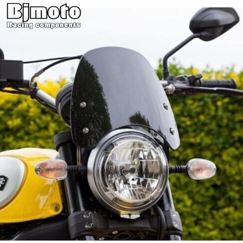 Bjmoto Motorcycle Motocross Screen Windshield Windscreen Air Deflector Bracket for Ducati Scrambler 2015-2019