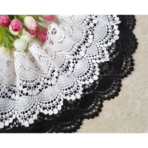 High Quality White Black Water Soluble Tulle Lace Fabric Ribbon Flower Embroidered Appliques Edge Trims Cloth Sewing Supplies