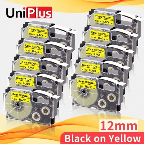 UniPlus 10PK 9mm*8m Black on Yellow Label Tape Compatible Casio Tape XR-9YW XR9YW for Casio Label Maker KL-750 KL1500 KL2000 300