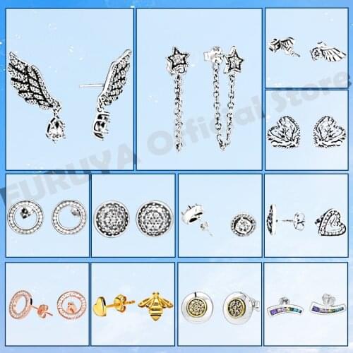 Genuine 925 Sterling Silver Family Tree Heart Stud Earrings Women engagement anniversary party Jewelry gift