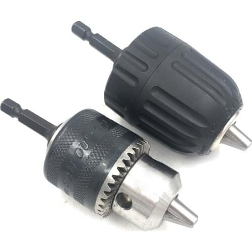 Hexagonal 1/4" 6.35mm Hex Shank Adapter to 1/2-20UNF Hex Shank Male Thread w Reverse Screw for Drill Chuck