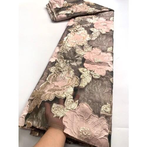 Pink Latest Design Nigerian Brocade Jacquard Lace Fabric French Lace Fabric 2021 High Quality African Lace Fabric For Party Sew