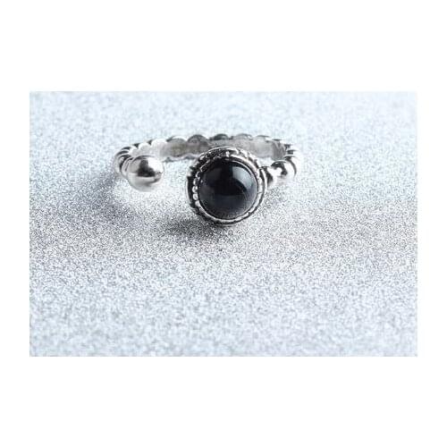 S925 Korean Retro Ladies Ring Jewelry Personality Retro Agate Ring Female Wild Ring Silver Jewelry Tampa Bay Lightning