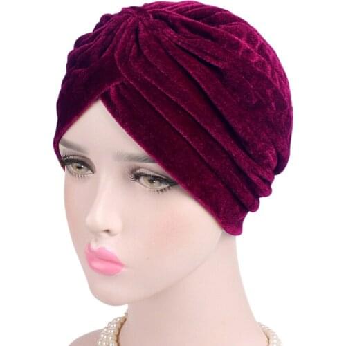 Women Girls Fashion Muslim Inner Hijabs Velvet Cap Islamic Hat Headwear Wraps Plain Colors Indian Headcover 10pcs/lot