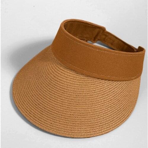 H7446 Women Straw Sun Hat Summer Outdoor Anti-ultraviolet Sunshade Empty Top Cap Female Beach Holiday Sun Protection Casual Caps