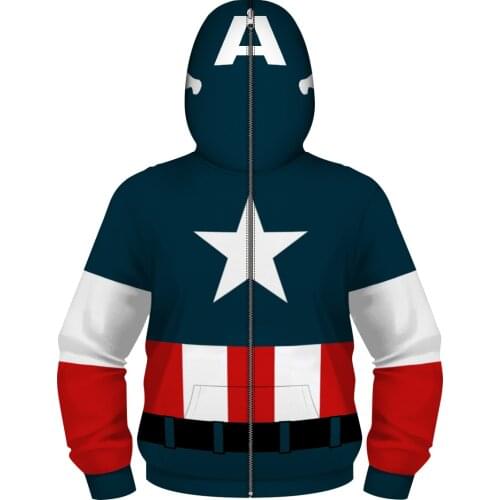 Boys Zipper Hoodies Children Cosplay 3D Printing Sweatshirts Kids Cosplay Costume Clothes