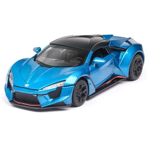 Boxed) Simulation 1:32 Lecken Super Sports Car with Sound and Light Door Alloy Toy Model Ornaments Wholesale