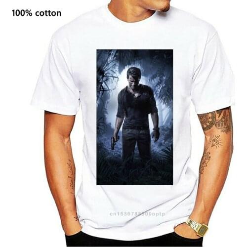 Funny t shirts Uncharted 4 Cover Art a Thiefs End Video Game Tee T-Shirt Mens