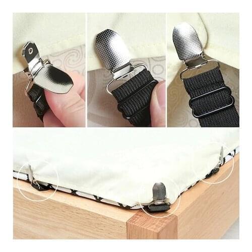 4 pcs/set elastic bed sheet clips suspenders sling adjustable home bed sheet clips holder bed sheet clips