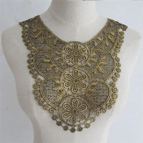 Exquisite design female fashion fake neighbor decorative lace gold thread material DIY craft clothing supplies accessories