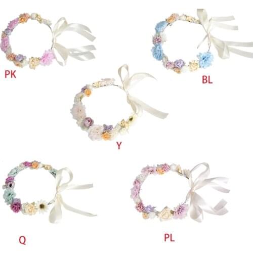Women Hair Accessories Flower Wreath Headband Garland Princess Crown Headdress