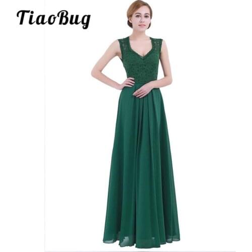 TiaoBug 2020 Green/Black Vestidos Women Bridesmaid Dresses Party Formal Pageant Dress Long Prom Tulle Lace Maxi Adults Dresses