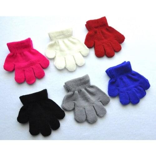 10pcs/Lot 10cm children winter warm mittens five gloves girl boy kids multicolor pure knitted finger glove