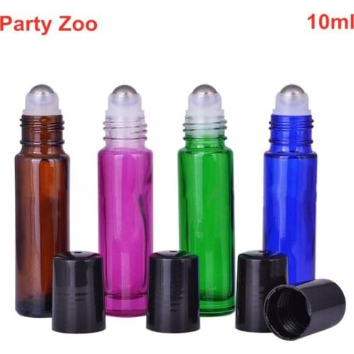 200 X10ml Thicken Roll-On Essential Oil Glass Bottle Empty Refillable Perfume Container Bottles With Black Plastic Cap Wholesale