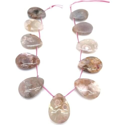 25 x 35mm High Quality Gem Teardrop Crystal Natural Pink Sakura Agate Stone Beads DIY Jewelry Necklace Pendant Unique Cure