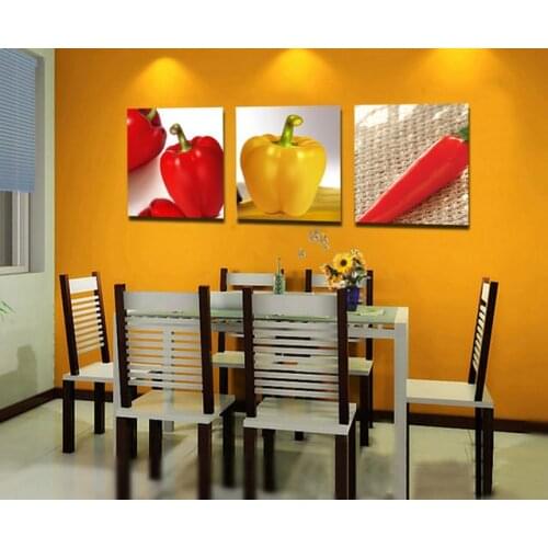 3 Panel Modern Printed Chili Pepper Painting Picture On Canvas Kitchen Decor Cuadros Landscape For Living Room(No Frame) BJQ0043