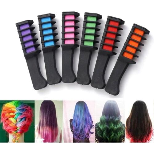 6 Colors Mini Disposable Hair Color Dye Comb Personal Salon Use Temporary Crayons Hair Dyeing Tools Color Chalk краска для волос