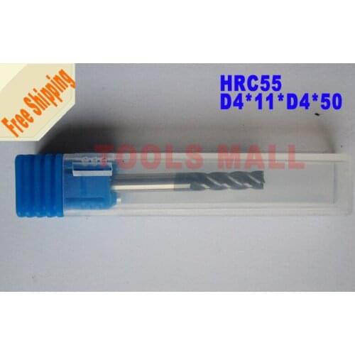 Free shipping 6pcs 4mm Four Flutes Spiral Bit Milling Tools Carbide CNC Endmill Router bits hrc55 D4*11*D4*50