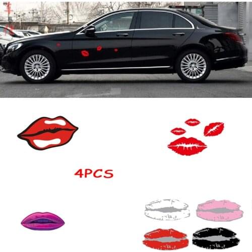 Auto Products 4Pcs Car Sticker Sexy Red lip Scratch Electric Motorcycle Body Front And Rear Bumper Creative Stickers Car Decorat