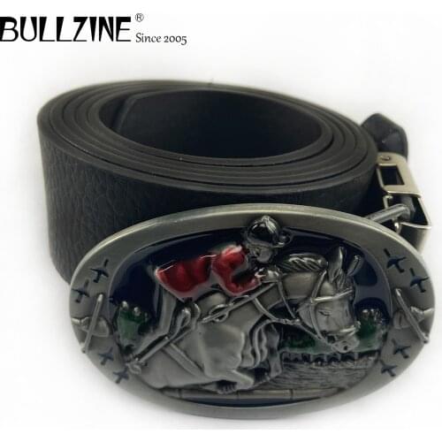 Bullzine Zinc alloy retro horse driver belt buckle cowboy jeans belt buckle FREE PU belt FP-03580 drop shipping