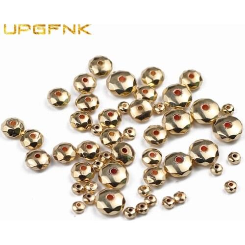 14 Gold plating Hematite Natural Stone beads 3/4/6/8/10mm Flat Round spacer Loose beads for Jewelry Making charm bracelets DIY