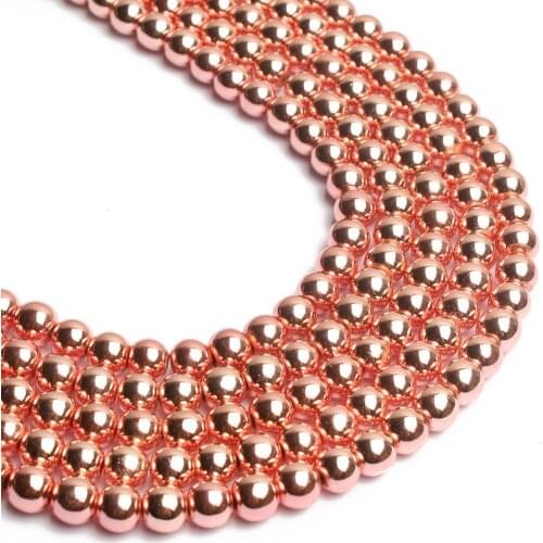AAA Natural Stone Beads Rose Gold Hematite Beads Round Loose Spacer bedas For Jewelry Making Diy Bracelets 15inches 4/6/8/10mm