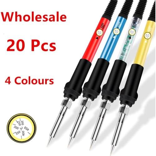 Wholesale 20pcs 60W Electric Soldering Iron Adjustable Temperature 220V / 110V Welding Solder iron Rework Station Desoldering