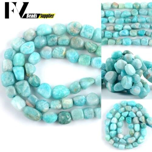 Natural Irregular Amazonite Stone Loose Beads 8-10mm Gravel Spacer Beads For Jewelry Making DIY Bracelets Necklace Accessory 15"