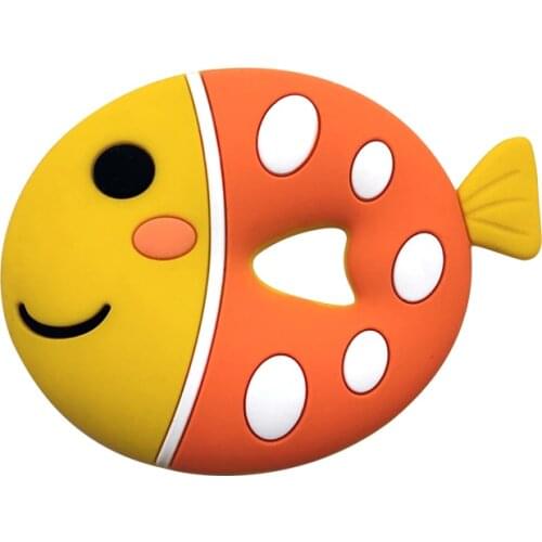 Newborn Bite Teethers Food Grade Soft Silicone Tiny Cartoon Fish Shape Teething Necklace Pendants Baby Shower Gifts