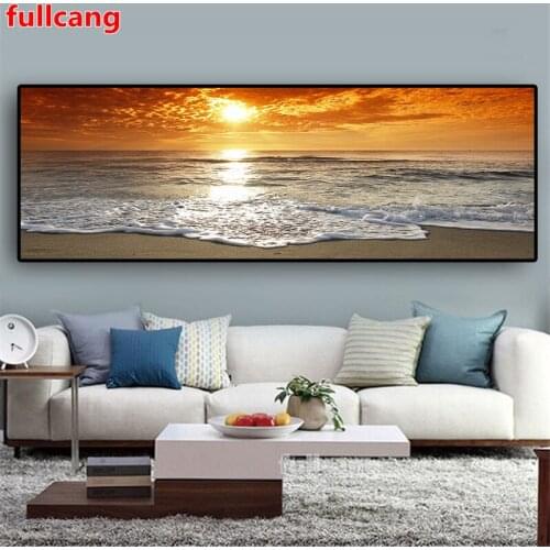 Sunsets Natural Sea Beach Diamond Painting Full Square Round Drill Painting Landscape large Size Picture for room Decor,JX2073