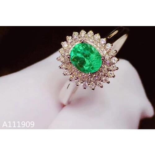 KJJEAXCMY boutique jewelry 925 sterling silver inlaid natural emerald gemstone luxurious ring support detection